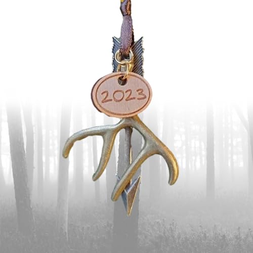 Hunting Christmas Tree Ornament, Vintage Deer Hunt Ornament, Bullet and Antler Christmas Tree Hanging Ornaments, Unique Gifts for Shooting Hunting Lover