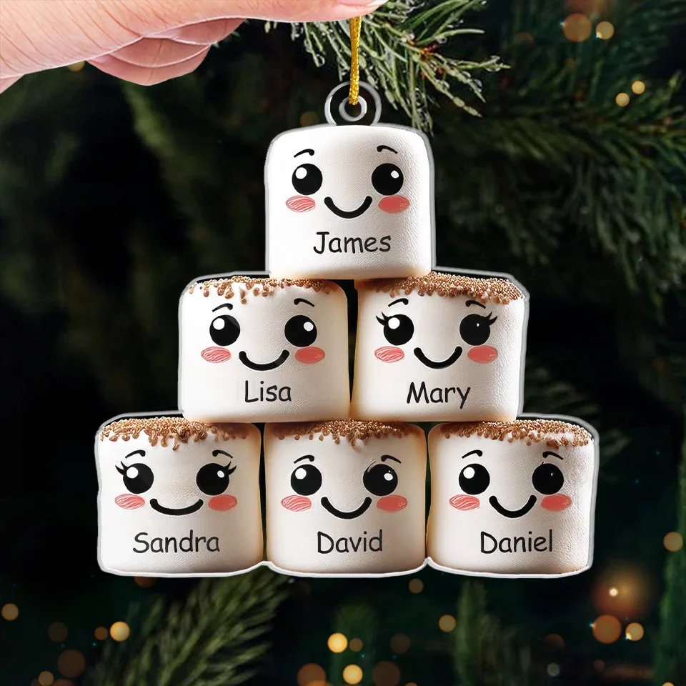 It's A Marshmallow World In The Winter - Family Personalized Custom Ornament - Acrylic Custom Shaped - Christmas Gift For Family Members
