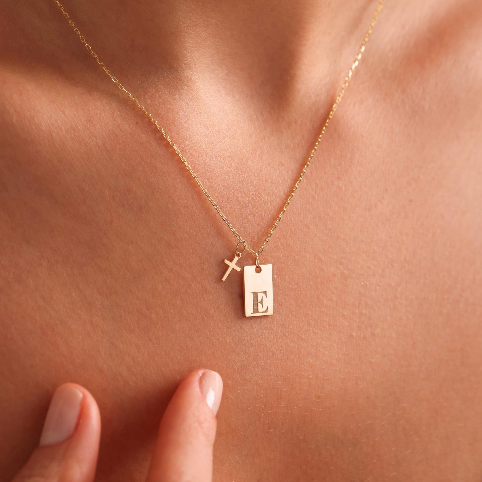 Personalized Engraved Cross Necklace with Initial Charm, Faith Jewelry Gift, Birthday Gift, Grandma Gift, Mother's Day Gift, Christmas Gift for Her