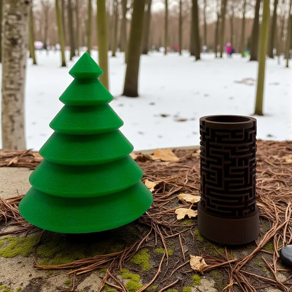 Personalized Name Maze Puzzle Christmas Tree Money Holder, Cylinder with Hidden Compartment, Holiday Stocking Stuffer, Christmas Gift for Kids/Family