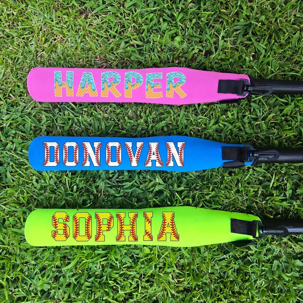 Personalized Name Baseball/Softball Bat Sleeve, Colorful Neoprene Protective Cover with Adjustable Strap, Gift for Baseball Lovers/Players/Teammates