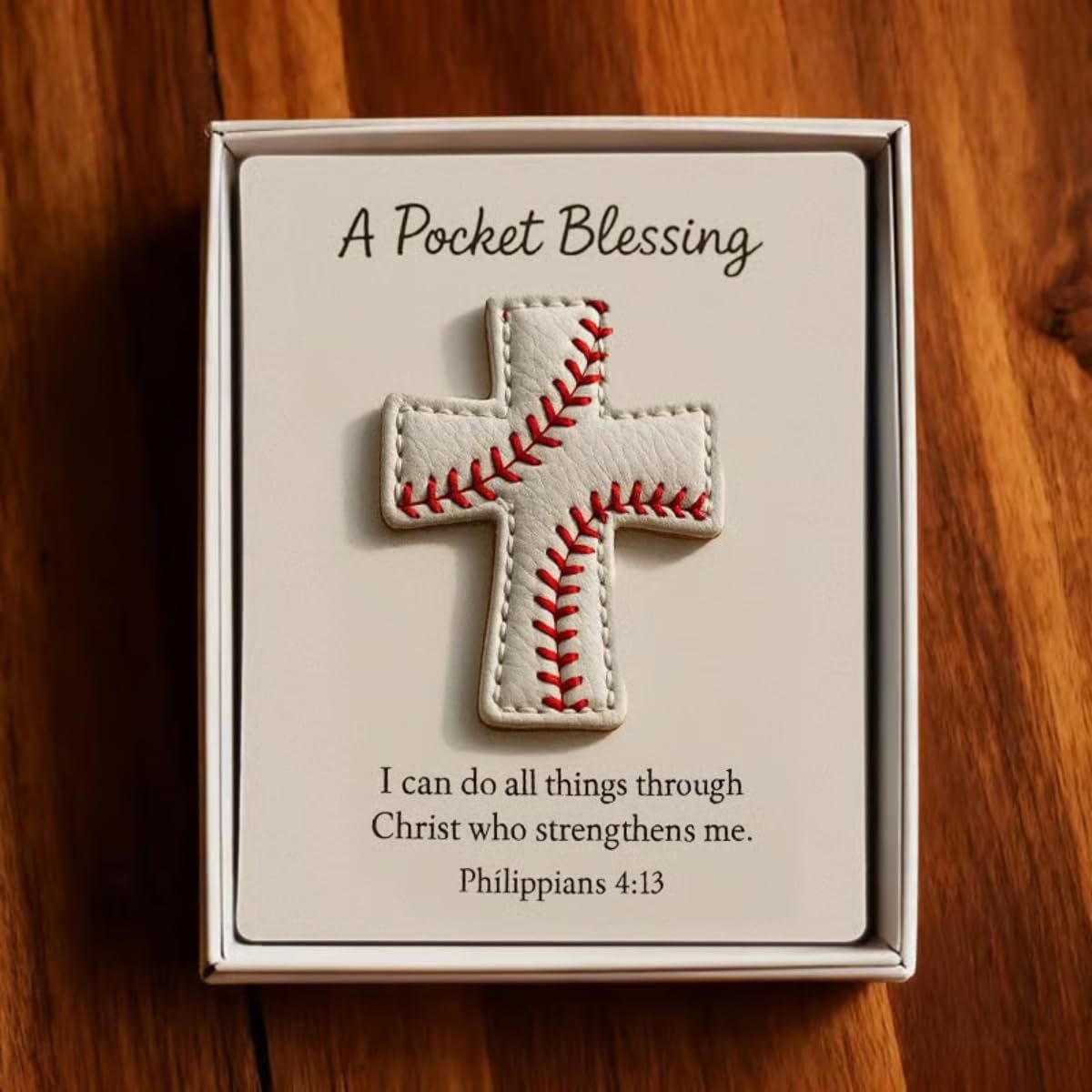 Custom Baseball/Football/Softball Pocket Blessing Cross, Handmade Leather Pocket-Sized Encouragement Decor, Gift for Christian Athletes/Teammates
