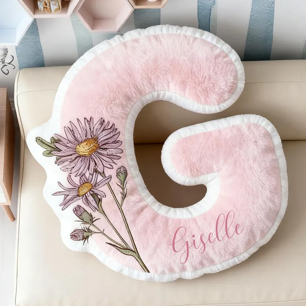 Personalized Name Birth Flower Alphabet Pillow, Custom Plush Floral 3D Letter Pillow, Home Decor, Birthday/Housewarming Gift for Her/Mom/Grandma