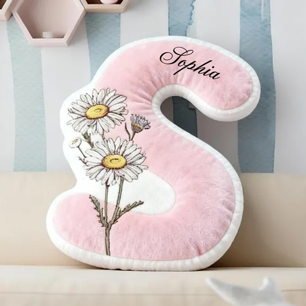 Personalized Name Birth Flower Alphabet Pillow, Custom Plush Floral 3D Letter Pillow, Home Decor, Birthday/Housewarming Gift for Her/Mom/Grandma