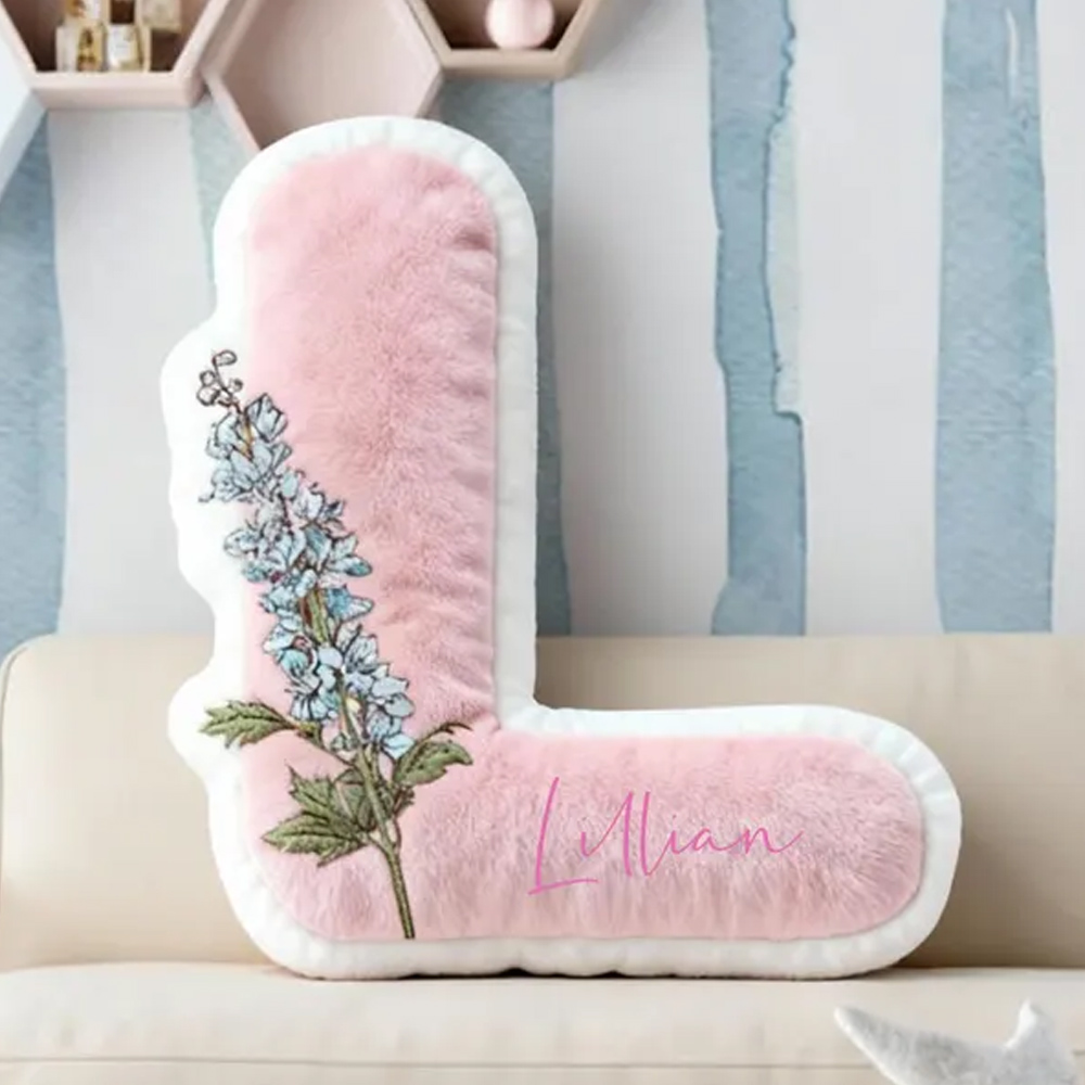 Personalized Name Birth Flower Alphabet Pillow, Custom Plush Floral 3D Letter Pillow, Home Decor, Birthday/Housewarming Gift for Her/Mom/Grandma