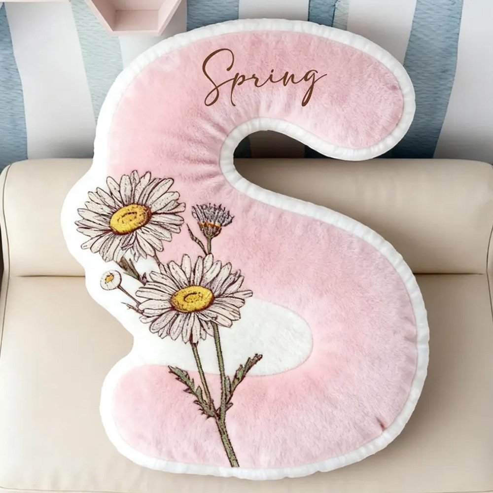 Personalized Name Birth Flower Alphabet Pillow, Custom Plush Floral 3D Letter Pillow, Home Decor, Birthday/Housewarming Gift for Her/Mom/Grandma