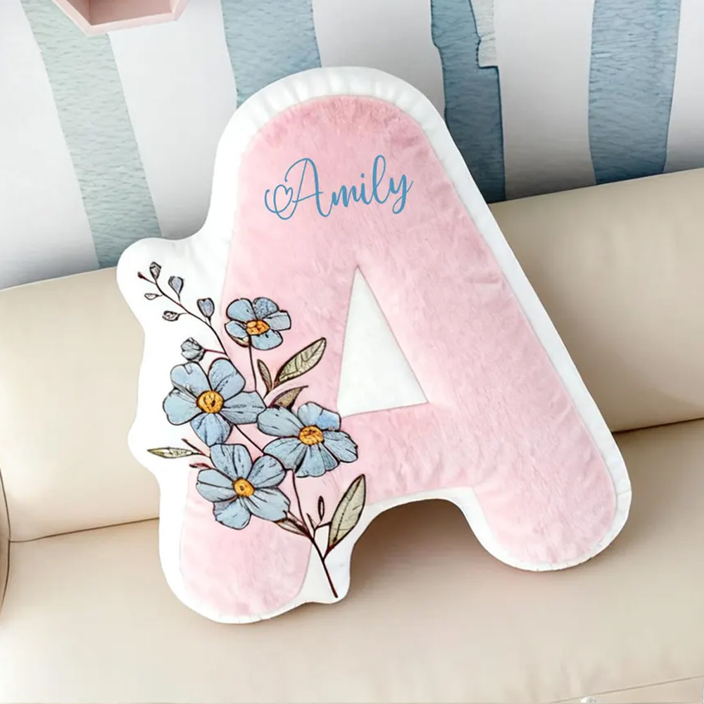 Personalized Name Birth Flower Alphabet Pillow, Custom Plush Floral 3D Letter Pillow, Home Decor, Birthday/Housewarming Gift for Her/Mom/Grandma