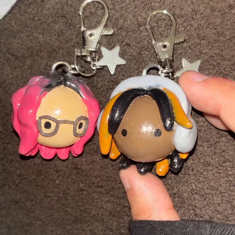 Custom Portrait Clay Keychain, Personalized Mini Figurine Head Charm, Backpack Accessory, Birthday/Anniversary/Valentine's Day Gift for Couple/Him/Her