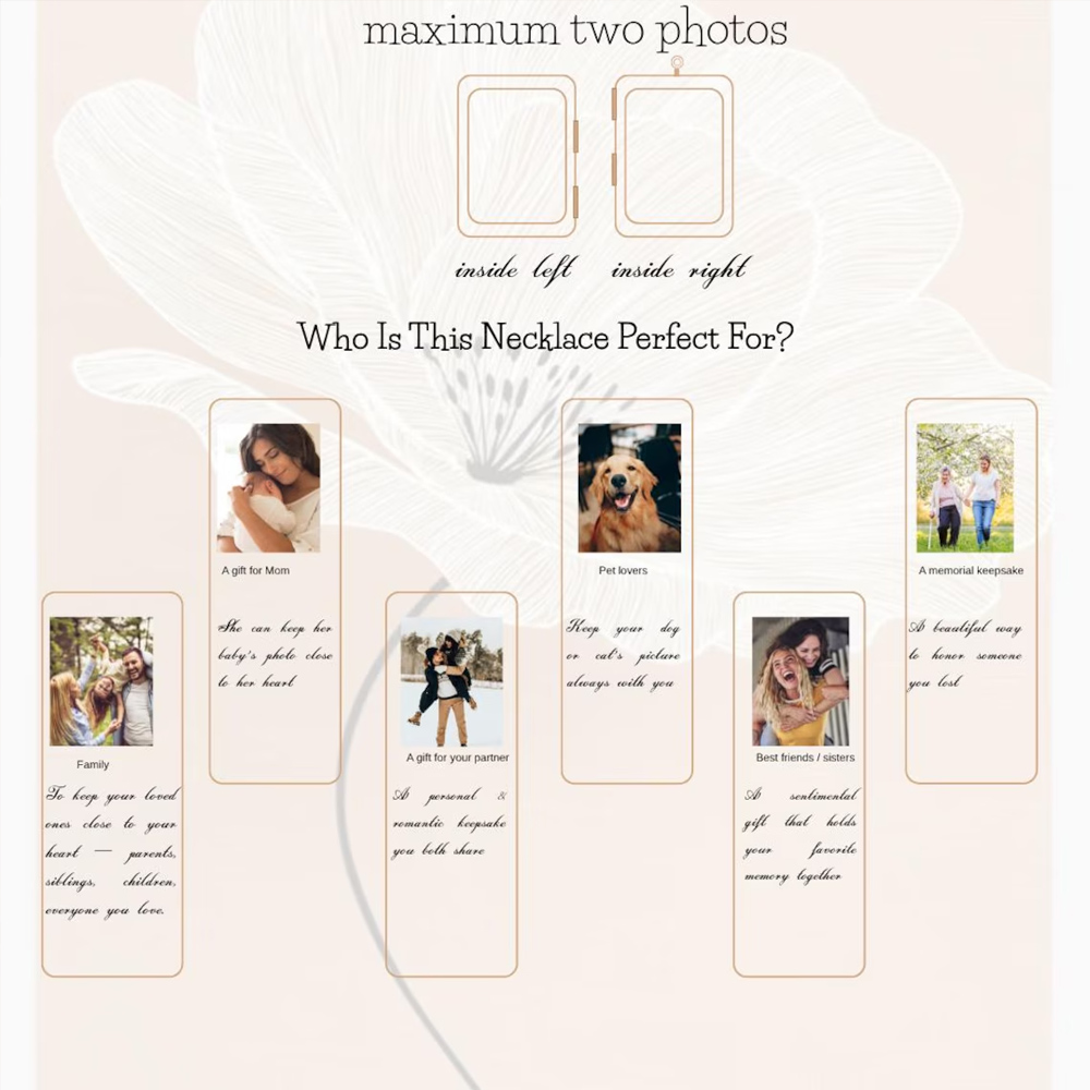 Personligt korsmedaljonghalsband med foton, fina anpassade bilder, kristna minnessmycken, religiöst minne, födelsedagspresent till henne/mamma/kvinna