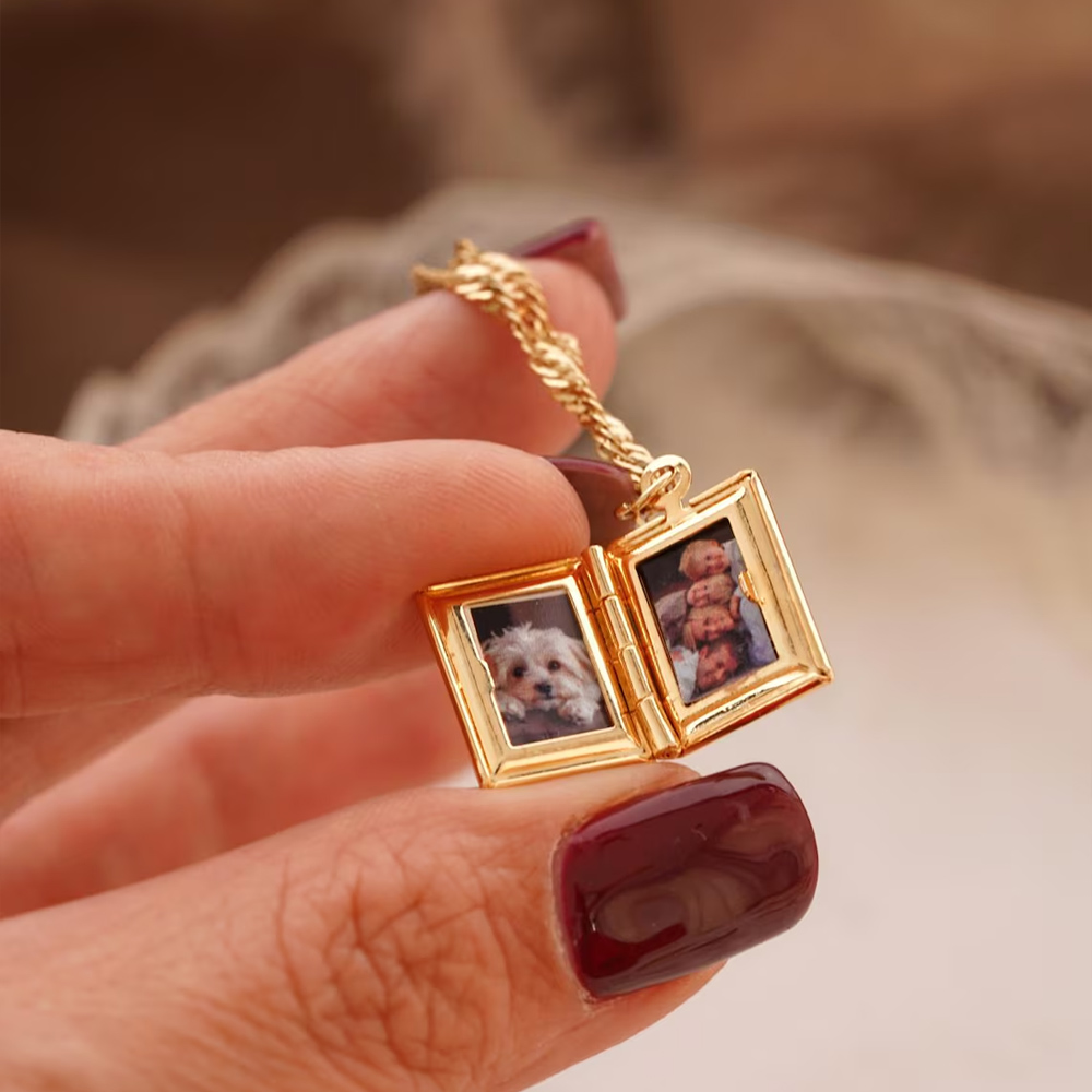 Personligt korsmedaljonghalsband med foton, fina anpassade bilder, kristna minnessmycken, religiöst minne, födelsedagspresent till henne/mamma/kvinna