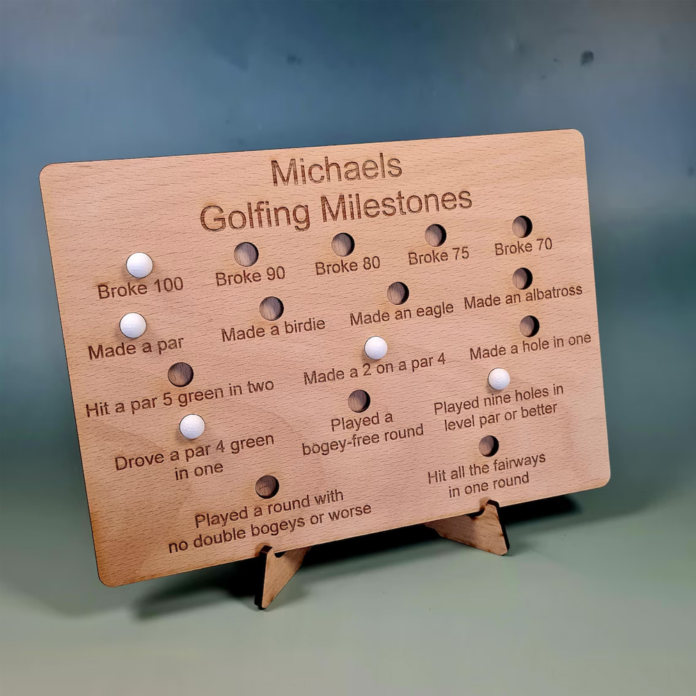 Personlig namngiven golfmilstolptavla, prestationsmätare med stativ, heminredning, födelsedags-/pensionspresent för golfälskare/spelare/familj