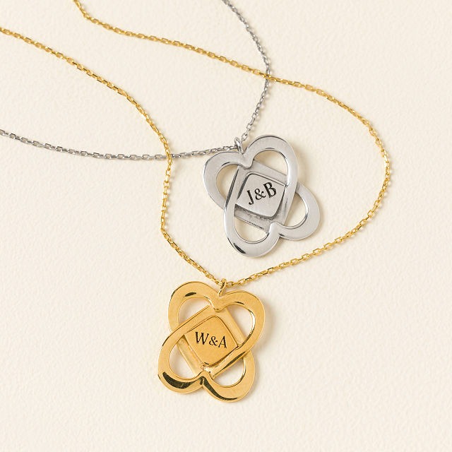 💞Personalized Interlocked Hearts Necklace, Forever Love Infinity Heart Pendant,Valentine's Day Gift,Anniversary Gift