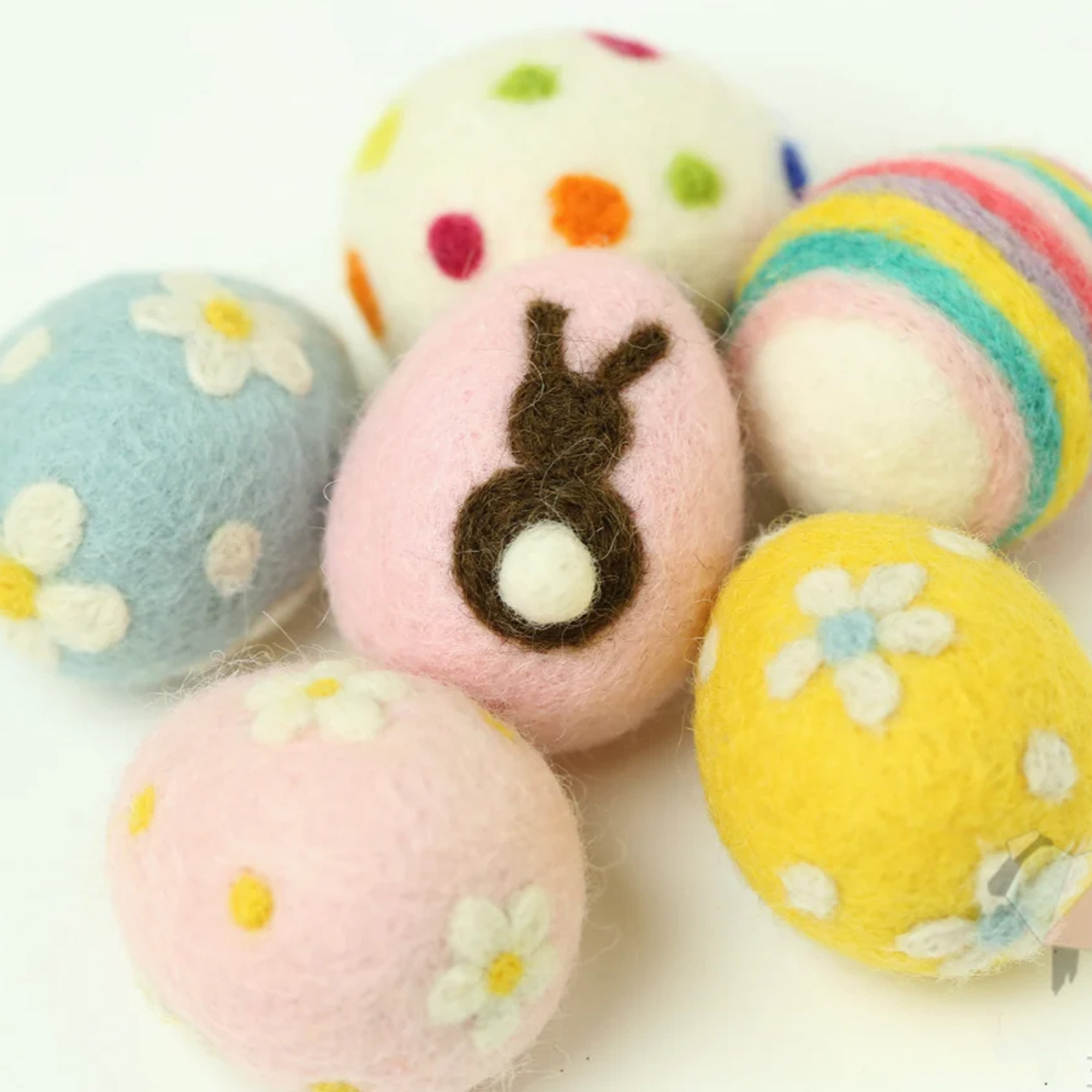 Multicolor Wool Felt Easter Eggs (Set of 2), Needle Felt Easter Decors, Cat Toys, Easter Basket Favors, Easter Gifts for Kids/Family/Friends