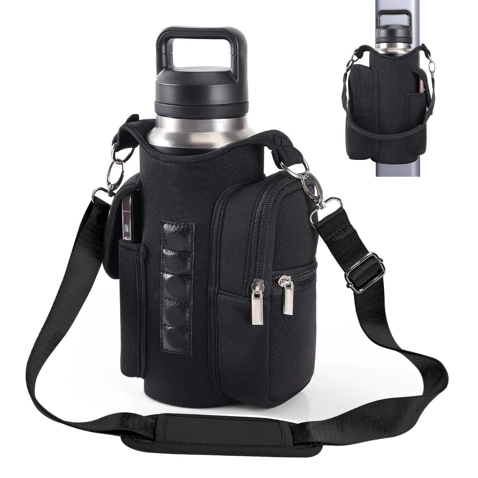 Personalized Magnetic Gym Bag Water Bottle Carrier Holder with Phone Pockets & Shoulder Strap Gym Accessories