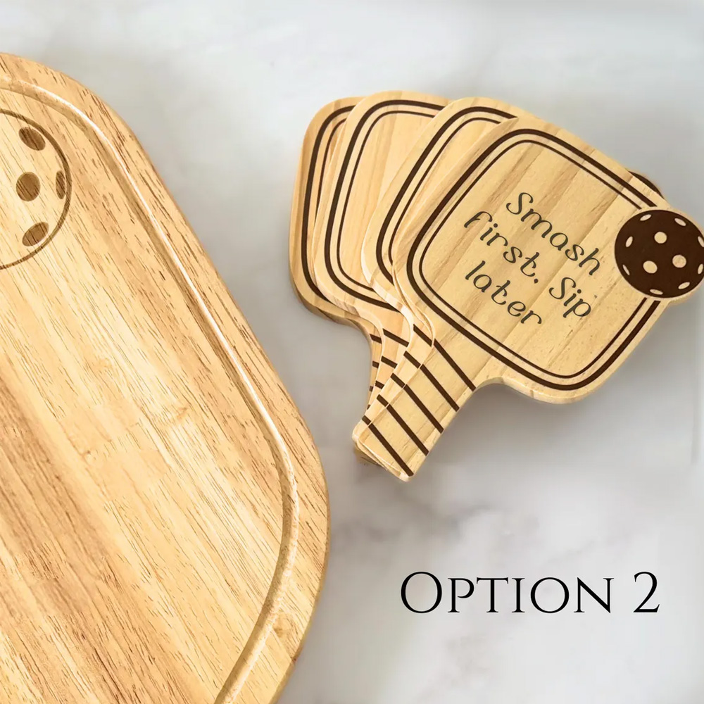 Personalized Engraved Name Pickleball Coaster Set, Wooden Insulated Coasters, Kitchen Supplies, Housewarming Gift for Pickleball Lovers/Players/Women