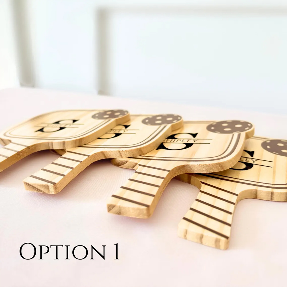 Personalized Engraved Name Pickleball Coaster Set, Wooden Insulated Coasters, Kitchen Supplies, Housewarming Gift for Pickleball Lovers/Players/Women