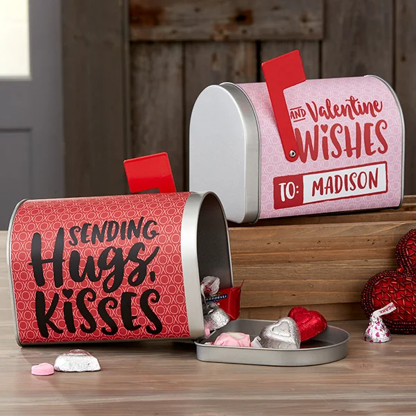 Hugs, Kisses & Valentine Personalized Valentine's Day Treat Mailbox