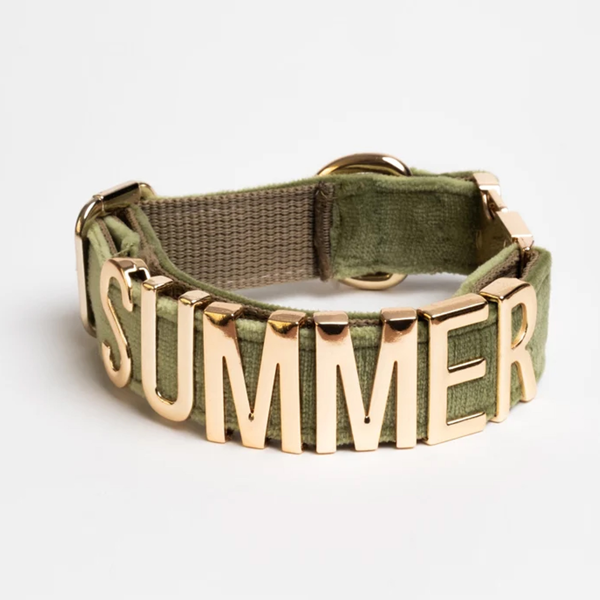 Personalized Velvet Dog Collar with Name, Colorful Adjustable Puppy Gold Metal Letters Collar, Pet Accessory, Birthday Gift for Dog Mom/Pet Owners