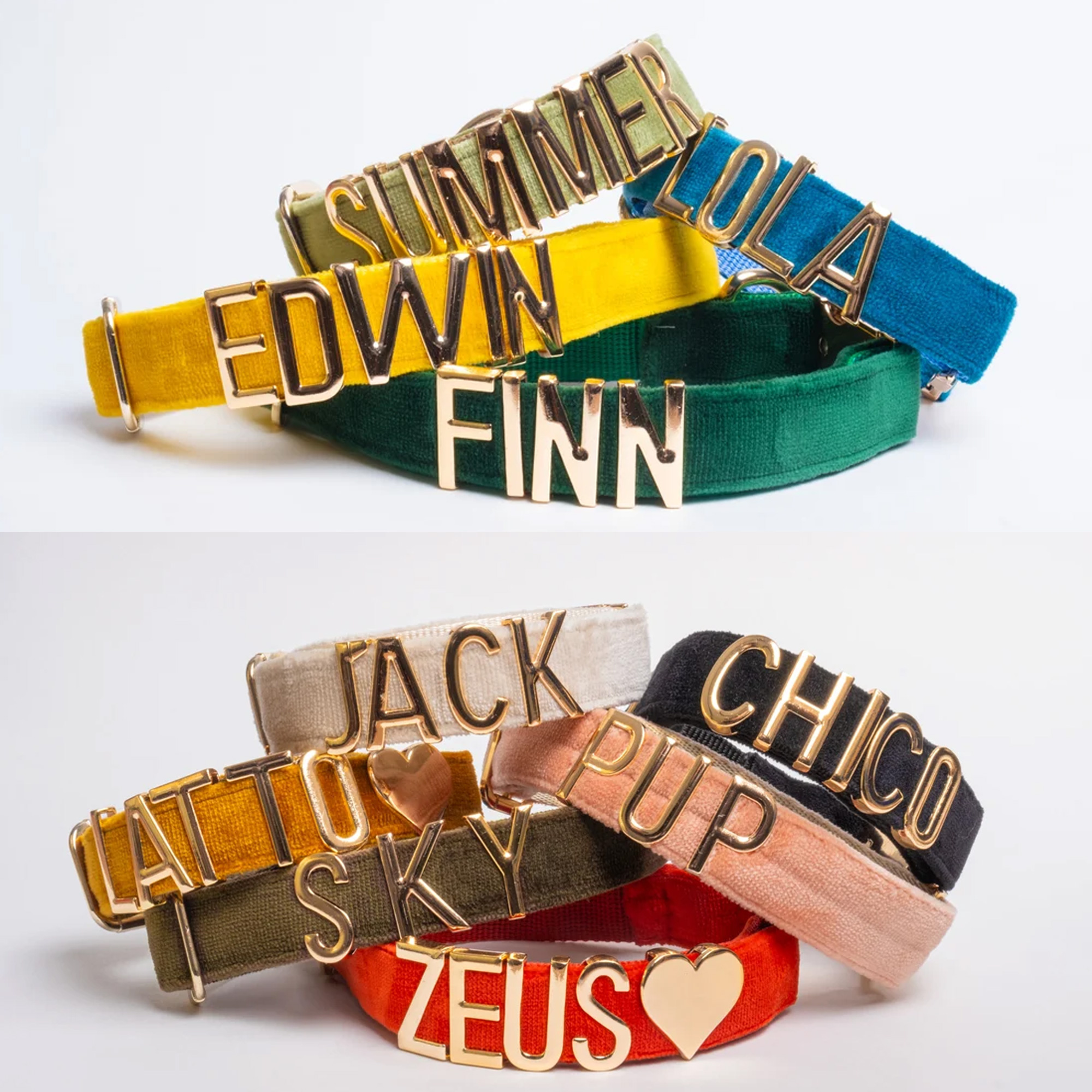 Personalized Velvet Dog Collar with Name, Colorful Adjustable Puppy Gold Metal Letters Collar, Pet Accessory, Birthday Gift for Dog Mom/Pet Owners