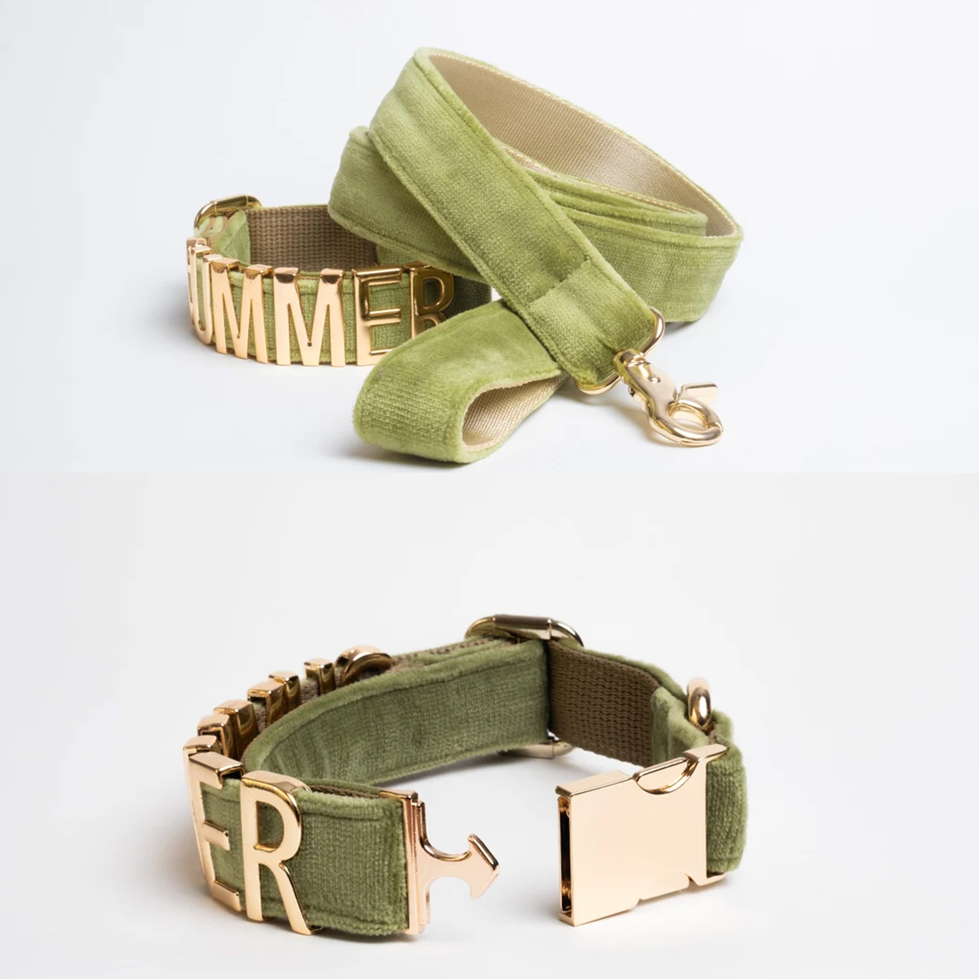 Personalized Velvet Dog Collar with Name, Colorful Adjustable Puppy Gold Metal Letters Collar, Pet Accessory, Birthday Gift for Dog Mom/Pet Owners