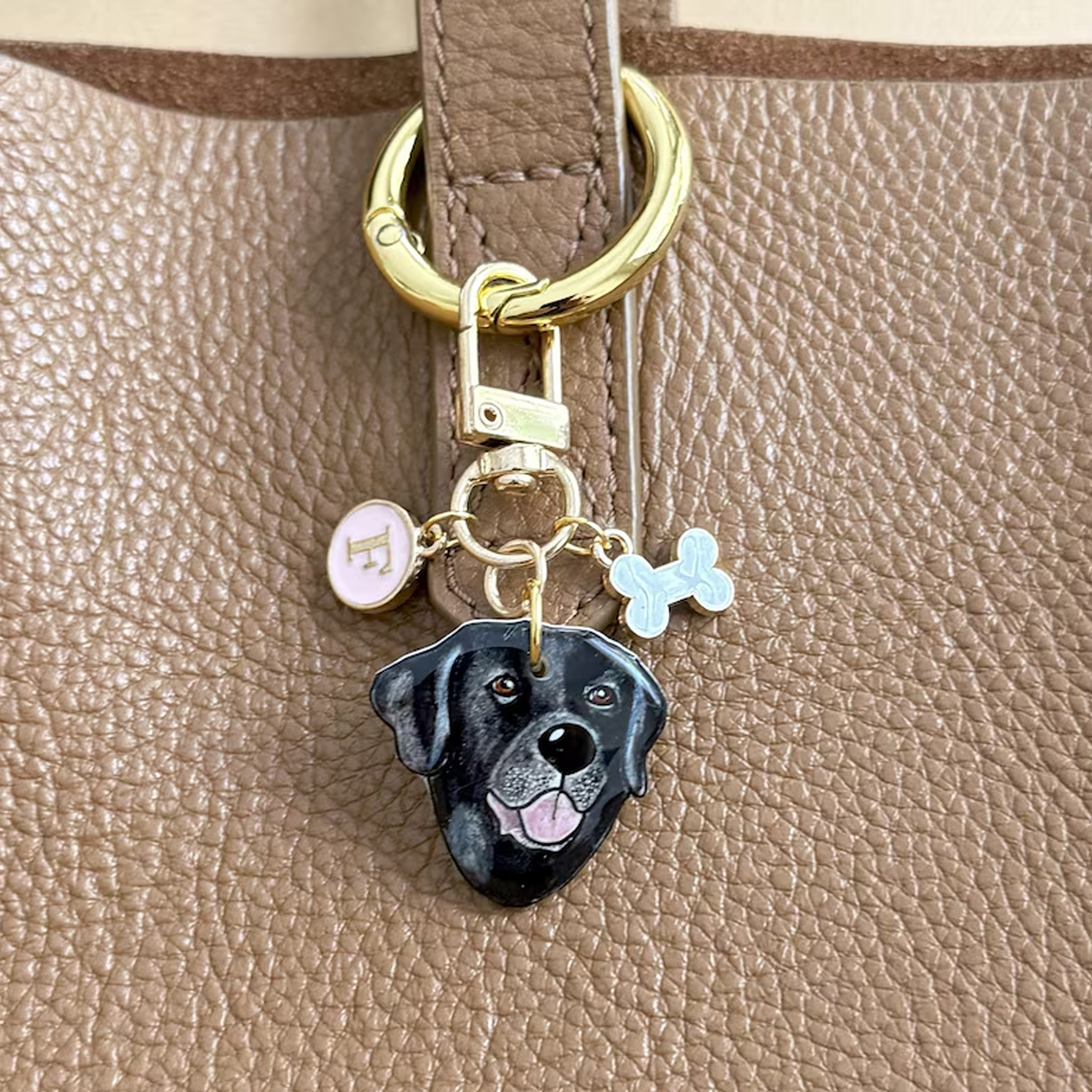 Personalized Pet Portrait Illustration Keychain with Initial Charm, Custom Dog/Cat Photo Bag Charm, Birthday/Anniversary Gift for Pet Lovers/Owners