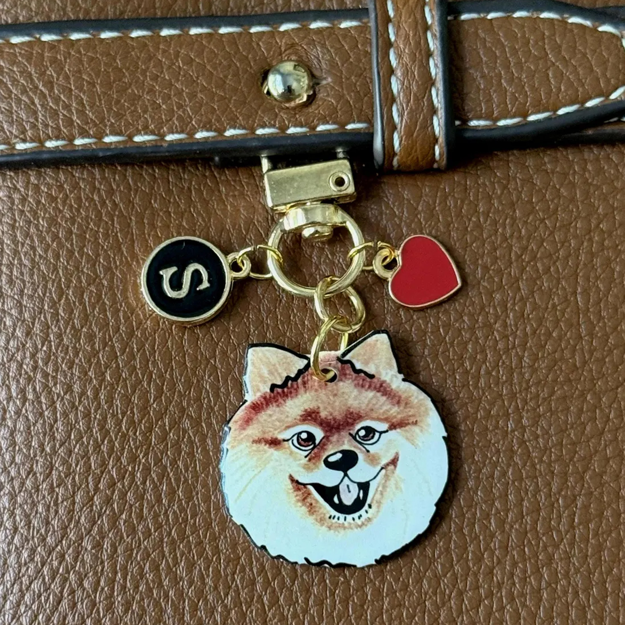 Personalized Pet Portrait Illustration Keychain with Initial Charm, Custom Dog/Cat Photo Bag Charm, Birthday/Anniversary Gift for Pet Lovers/Owners
