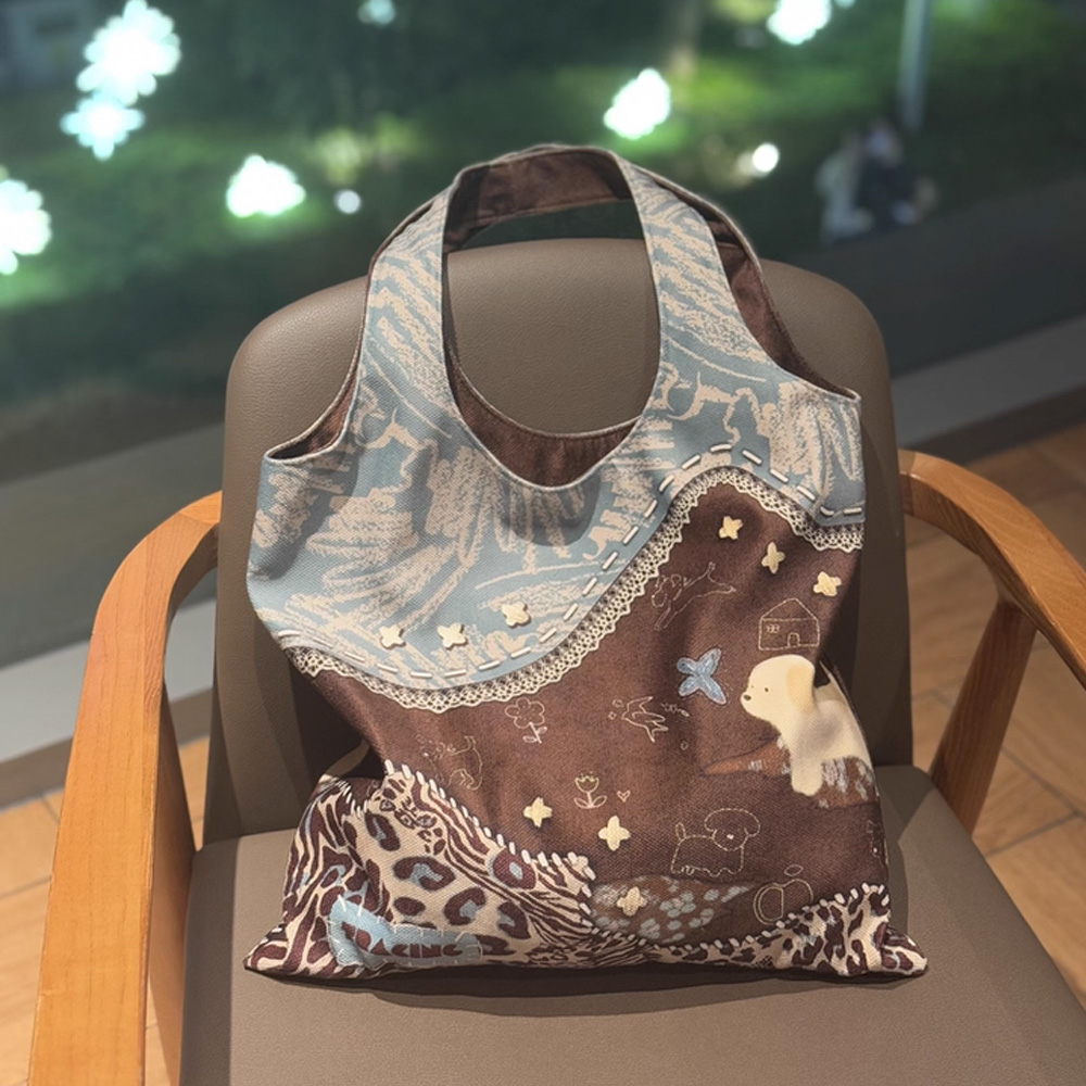 Personalized Photo Pet/Cat/Pony Canvas Cartoon Bag, Large Capacity Leopard Print Versatile Shoulder Tote Bag, Birthday Gift For Her/Pet Lovers/Friends