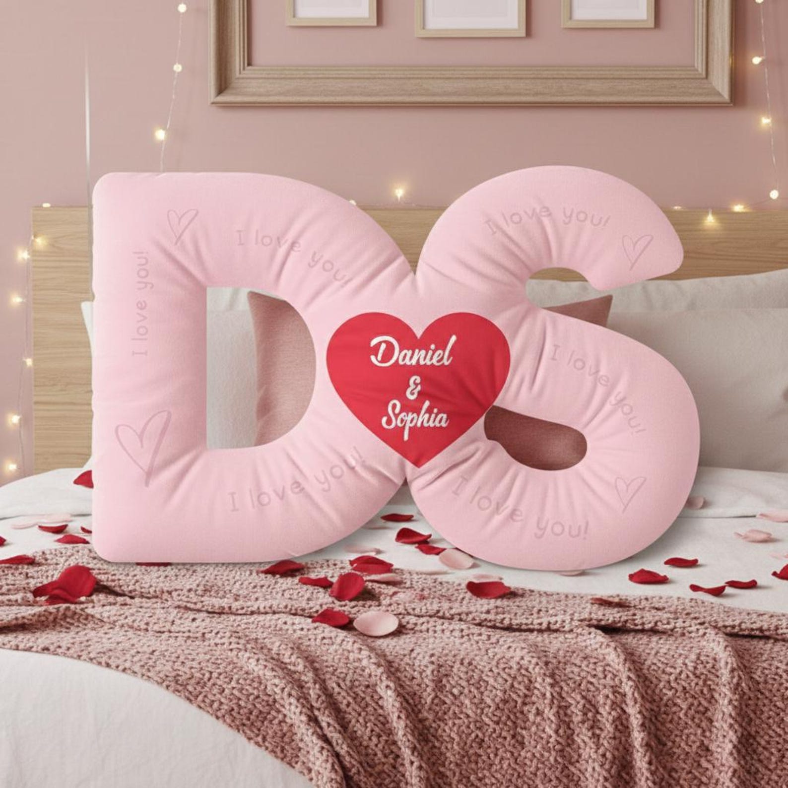 Personalized Couple Initial Pillow Set with Name, Custom Letter Plush Cushion, Romantic Anniversary Decor, Valentine's Day/Wedding Gift for Couple