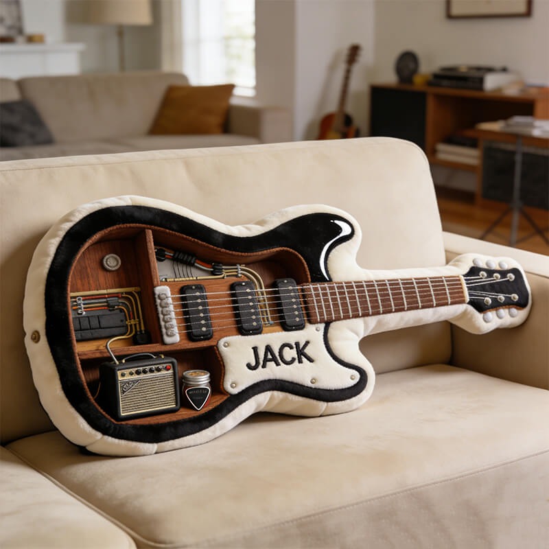 Personalized Guitar Corner Themed Throw Pillow