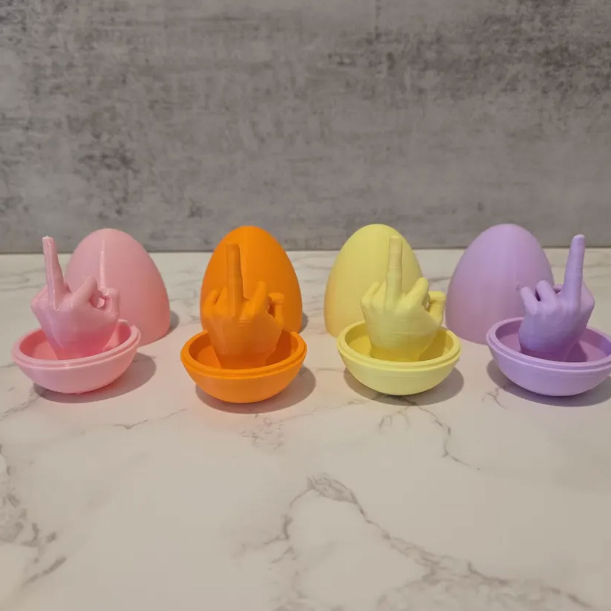 Silly Easter Egg with Middle Finger Gag Box, 3D Printed Colorful Funny Prank Surprise Egg Case, Humorous Joke Holder, Easter Day for Kids/Friends