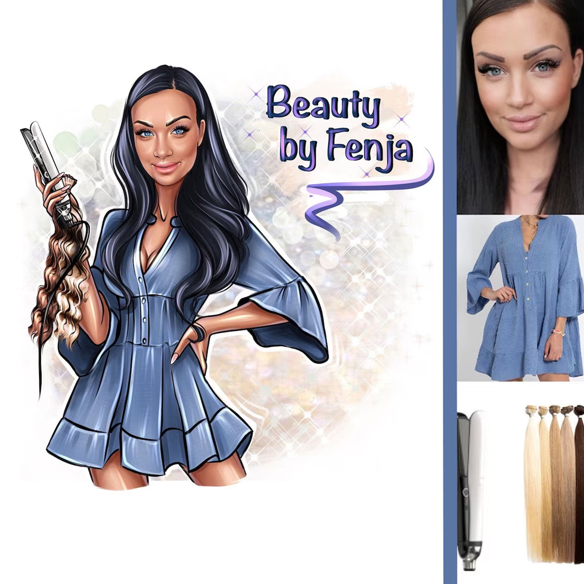 Personalized Character Hair Stylist Cartoon Avatar Logo, Custom Digital Portrait, Hairdresser, Braider, Hair Extension, Hair Salon, Hair Studio Logo