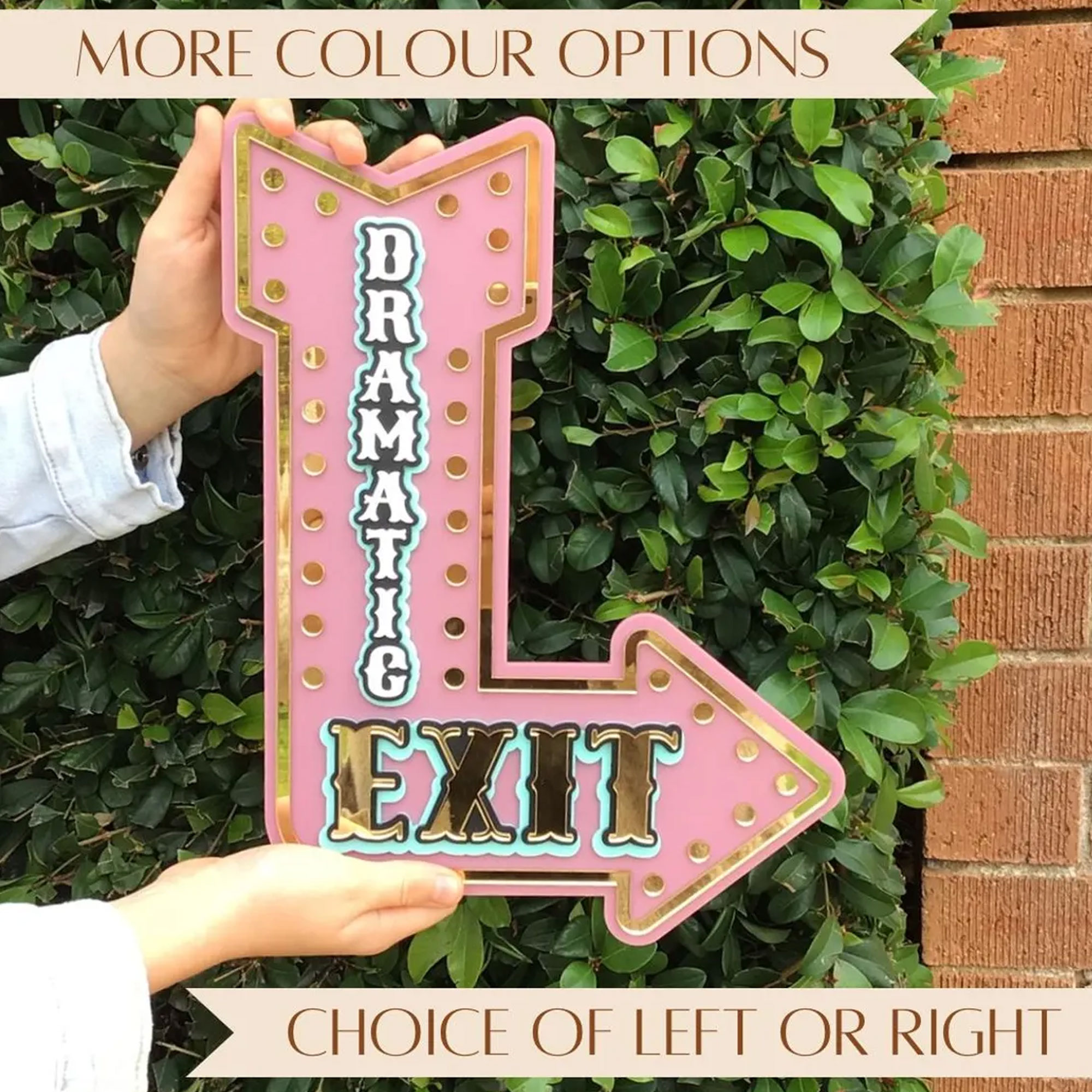 Personalized Dramatic Exit Marquee Arrow Sign with Name, Vintage 3D Layered with Gold Mirror, Maximalist Dopamine Decor, Party Favor, Gift for Friends