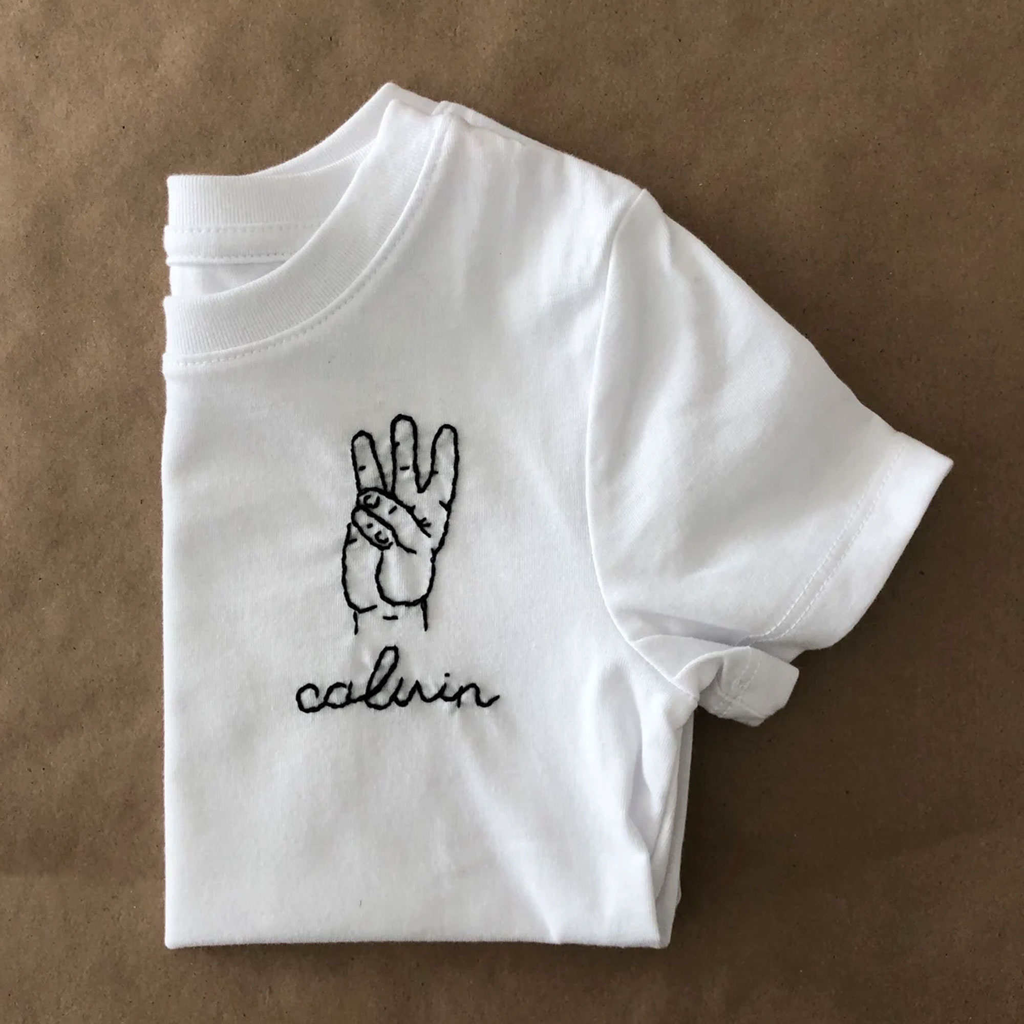 Custom Embroidered Numbered Fingers T-shirt with Name, Custom Child Age Short Sleeve T-shirt, Photo Prop, Birthday/Easter/Anniversary Gift for Kids