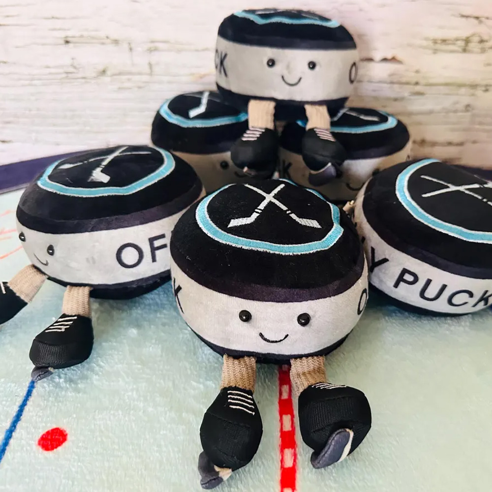 Personalized Name Hockey Puck Plush Toy with Legs, Cute Sport Plush Doll, Bag Charm, Sofa Bedroom Decor, Birthday Gift for Hockey Lovers/Fans/Kids
