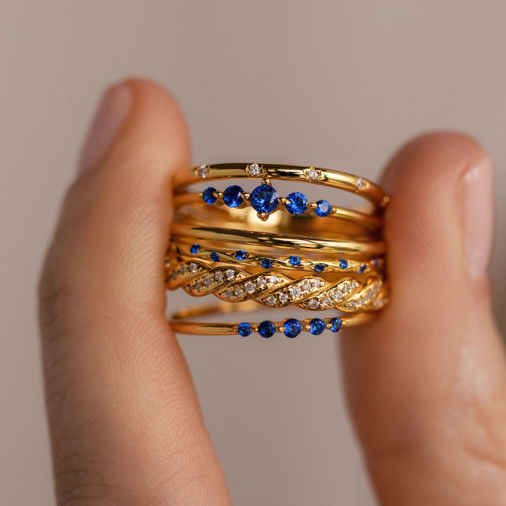 Personalized Stackable Ring Set with Birthstone, Sterling Silver 925 Dainty Layered Jewelry, Mother's Day/Birthday/Bridesmaid Gift for Mom/Her/Friends