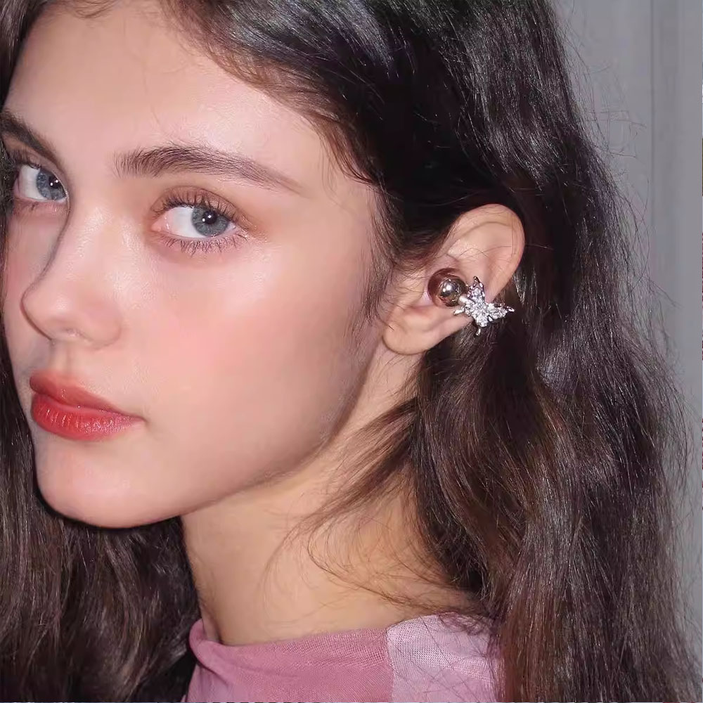 Crystal Butterfly Snowflake Sakura Earphone Decor for FreeClip 2, Y2K Rhinestone Clasp Charm, Wireless Earbud Accessories, Birthday Gift for Girls/Her