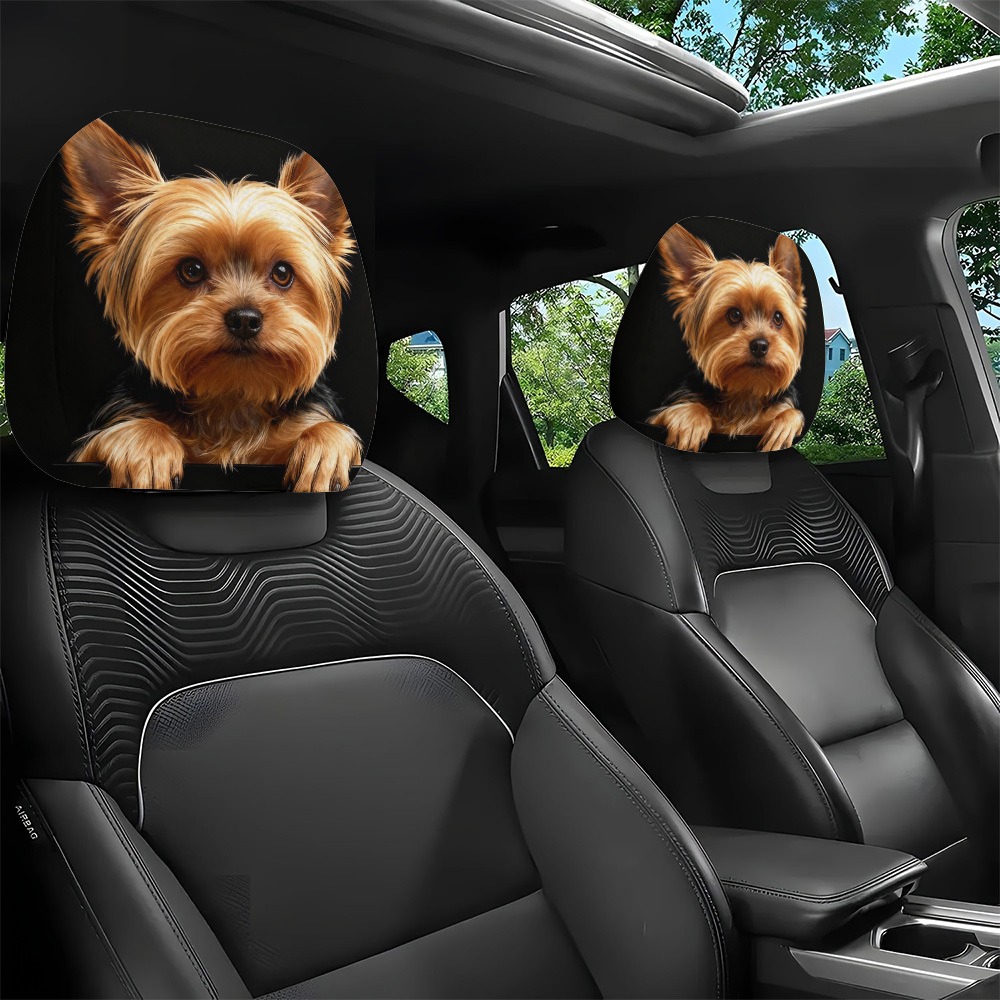 (Set of 2pcs)Custom Pet Photo Headrest Covers, Trendy and Fun Headrest Covers, Easy to Install and Wash