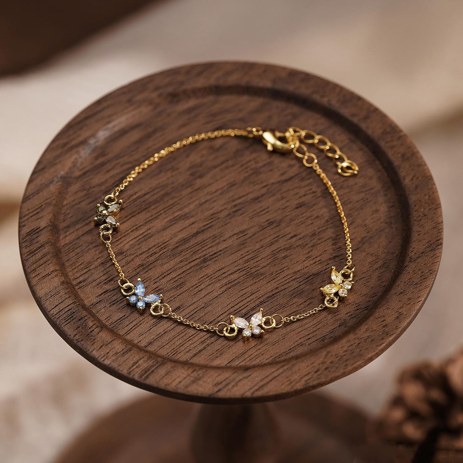Personalised 1-5 Birthstone Butterflies Bracelet, Sterling Silver 925 Dainty Jewelry, Birthday/Mother's Day/Anniversary Gift for Her/Mom/Grandma