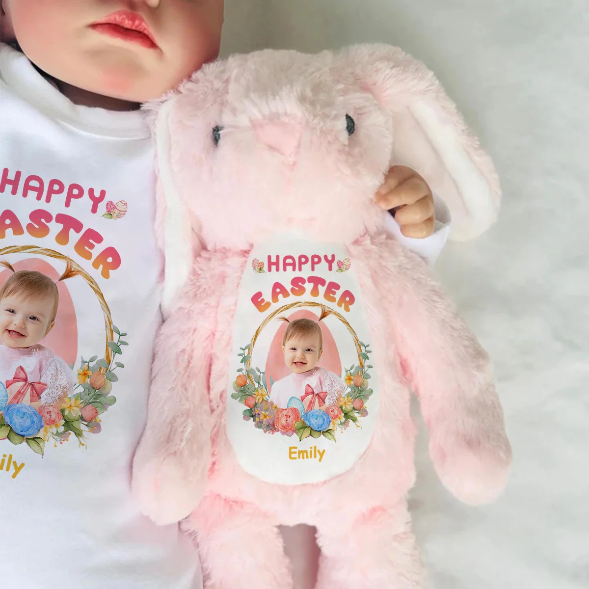 🐰Custom baby photos🐰Happy Easter | Personalized Stuffed Bunny