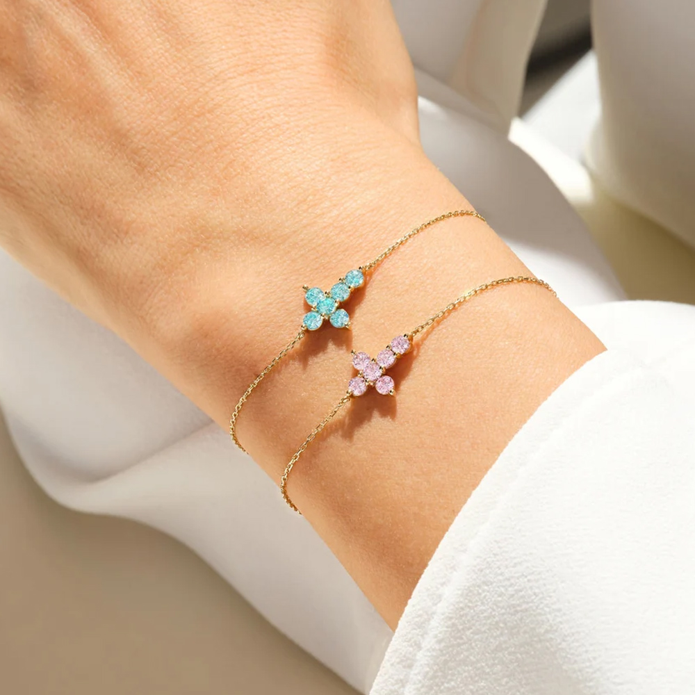 Personalized Multi-Birthstones Cross Bracelet, Dainty Family Faith Jewelry, Birthday/Mother's Day/Anniversary Gift for Mom/Christian Women/Family