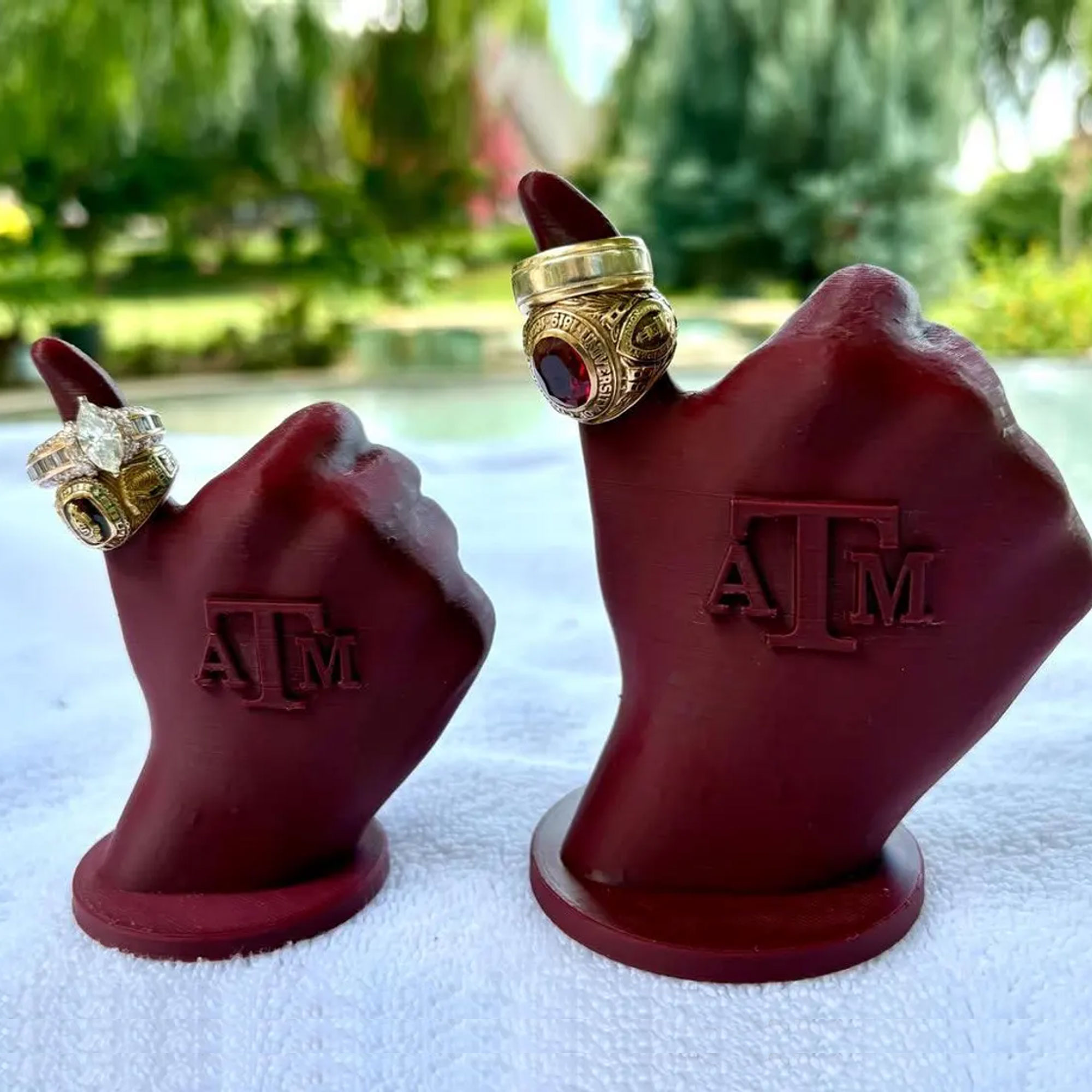 Personalized 3D Printed "Gig Em" Ring Holder with Letters, Multi-Color Jewelry Display Stand, Home Decor, Graduation Keepsake, Gift of Graduates/Fans