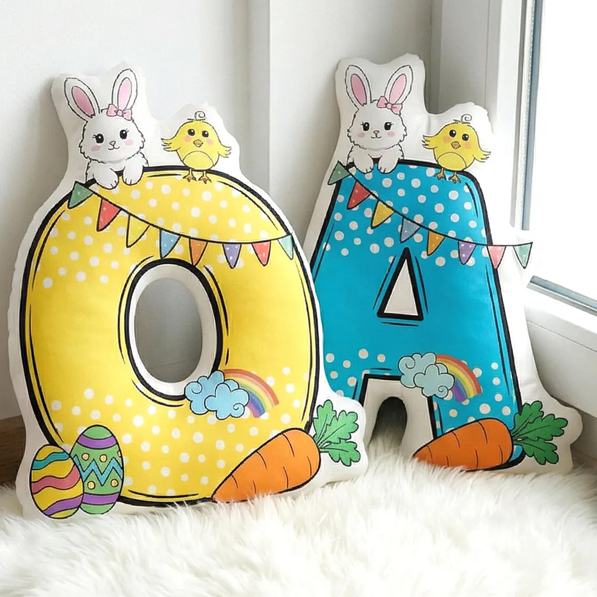 Personalized Easter Bunny 3D Alphabet Pillow with Name, Cute Plush Stuffed Letter Pillow, Spring Home Decor, Easter/Birthday Gift for Kids/Boys/Girls