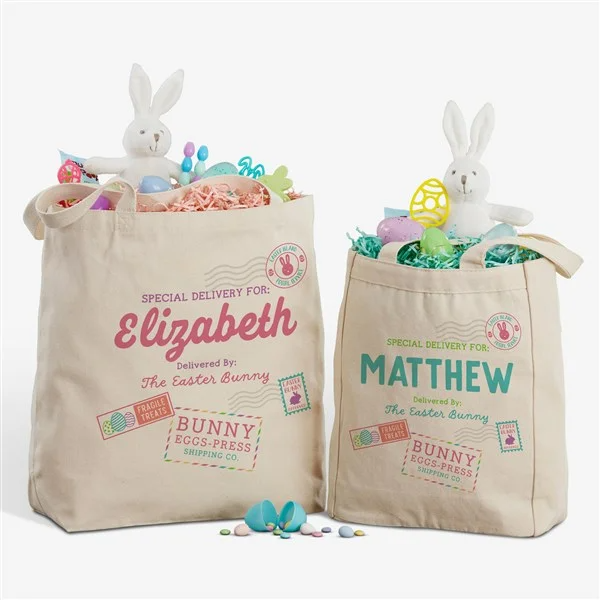 Special Delivery Personalized Easter Canvas Tote Bags