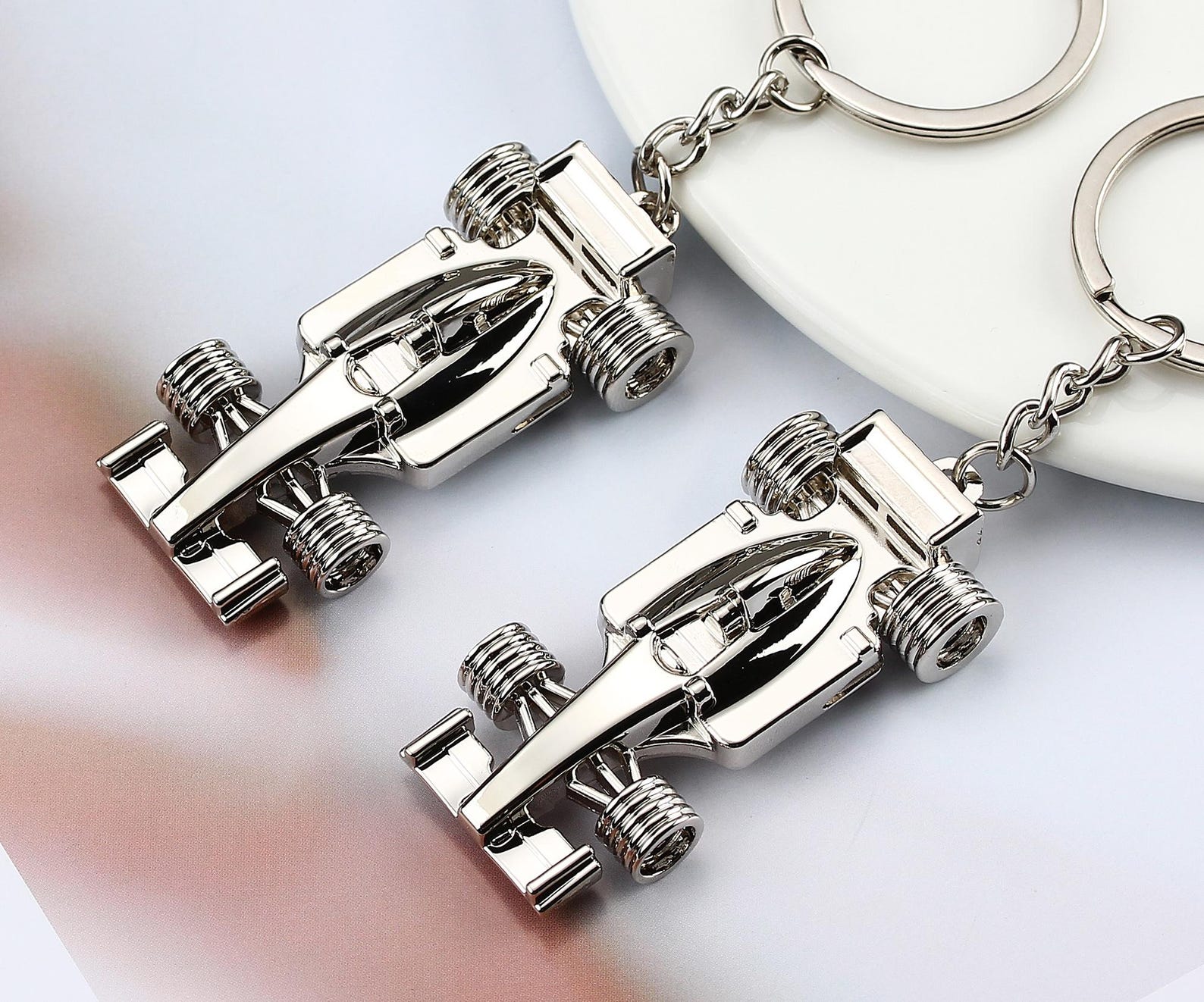 Personalized Racing Car Keychain with Engraved Name, Race Car Charm for Backpack, Motorsport Enthusiasts Favor, Gift for Father/Husband/Boyfriend