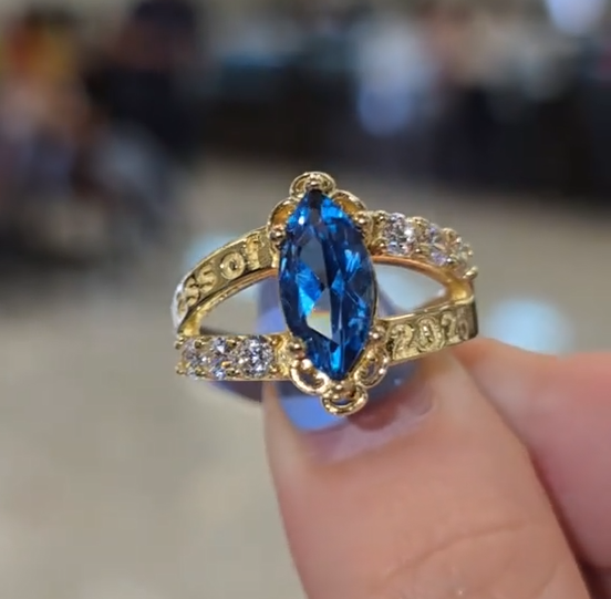 Personalized Graduation Ring with Brith Stone – Custom Name Gold Class Ring for Graduate Gift