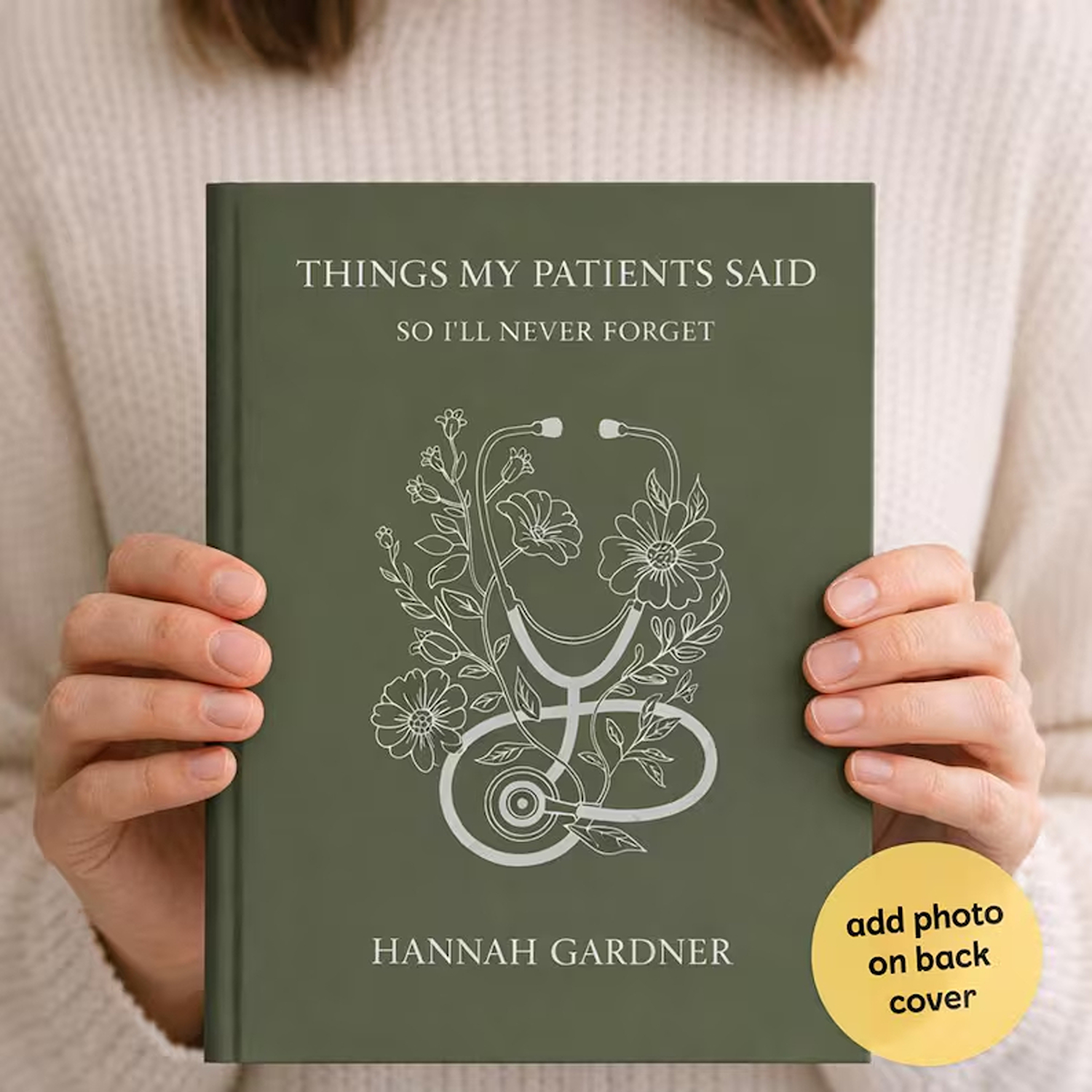 Personalized Floral Stethoscope Journal with Name, A5 Hardcover Nurse Notebook, Appreciation/Graduation/Birthday Gift for Nurses/Doctors/Medical Staff