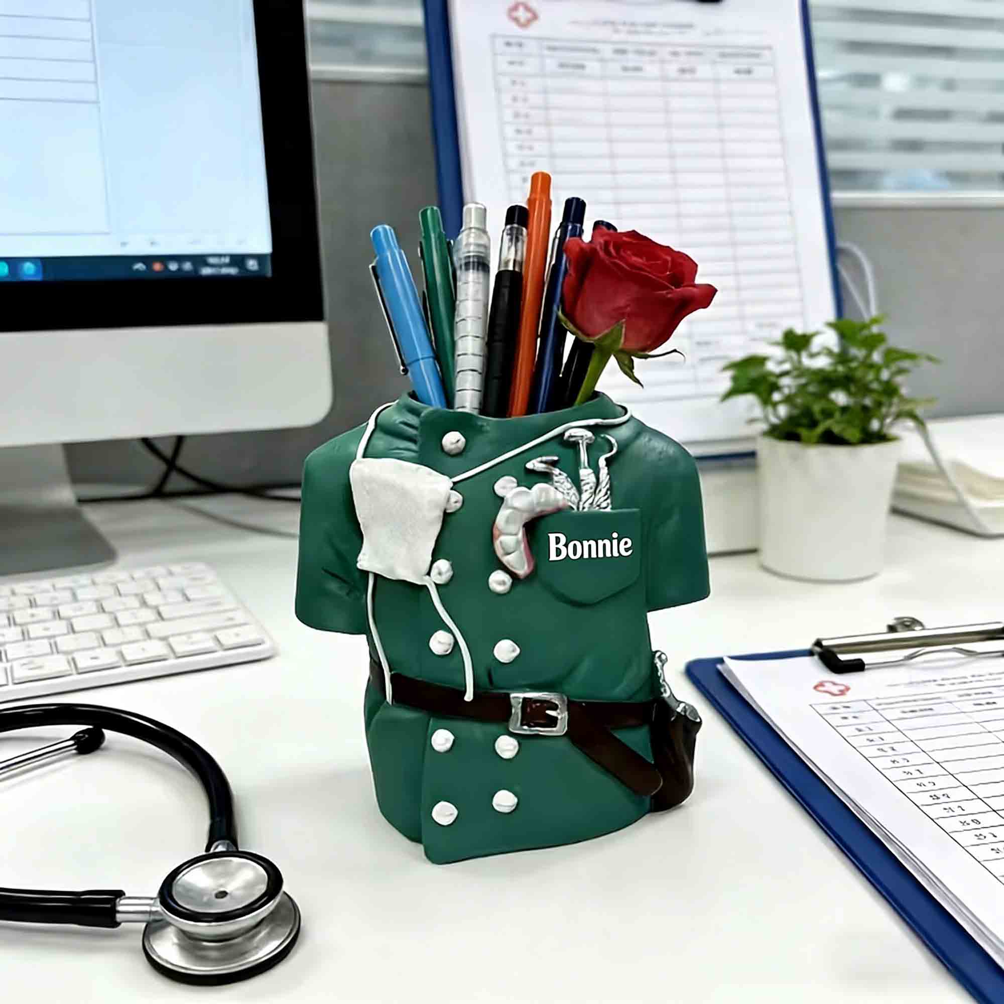 Custom Dentist Uniform Desk Organizer with Name, 3D Printed Pen Holder, Appreciation/Graduation Gift for Dentists/Dental Hygienists/Orthodontists
