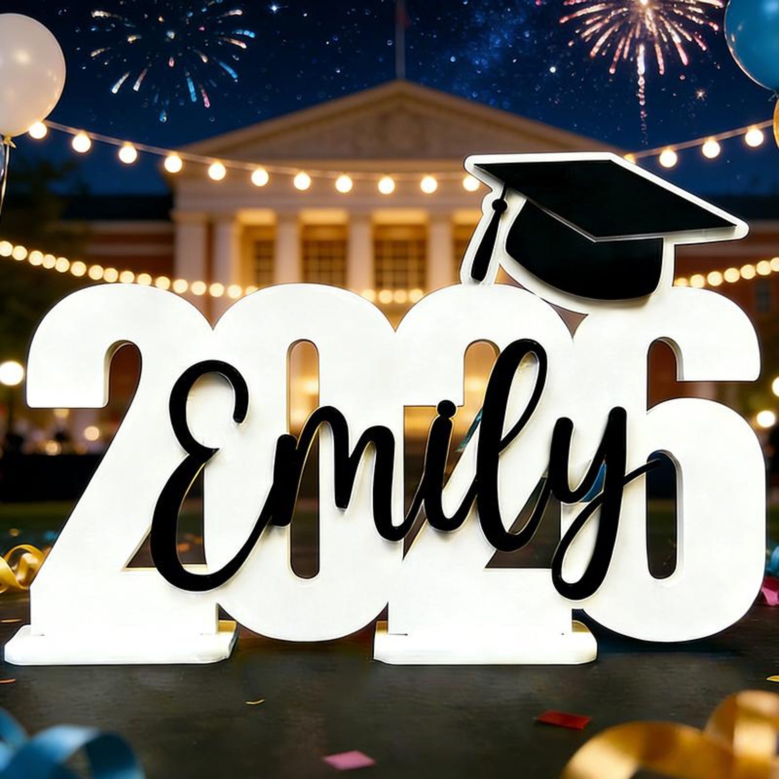 Personalized Grad Party Name Sign, Acrylic Class of 2026 Photo Prop, Multicolor Commencement Celebration Table Decor, Gift for Graduates/Students