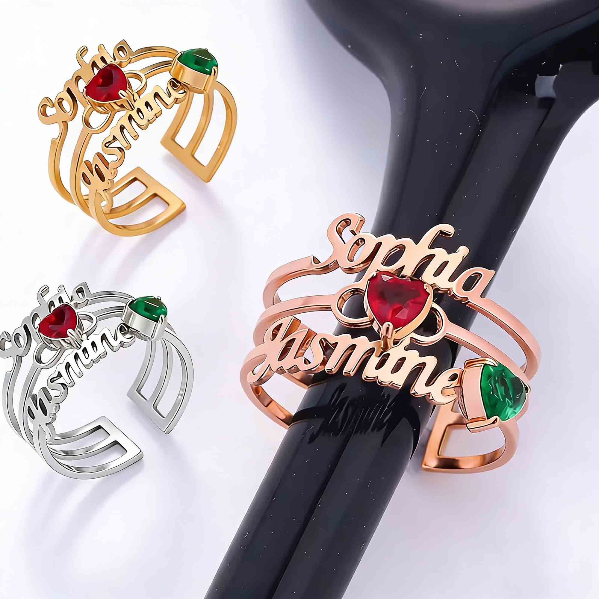 Custom Name & Birthstone Adjustable Open Ring, Sterling Silver 925 Dainty Stethoscope ID Tag, Appreciation/Graduation Gift for Nurses/Medical Staff