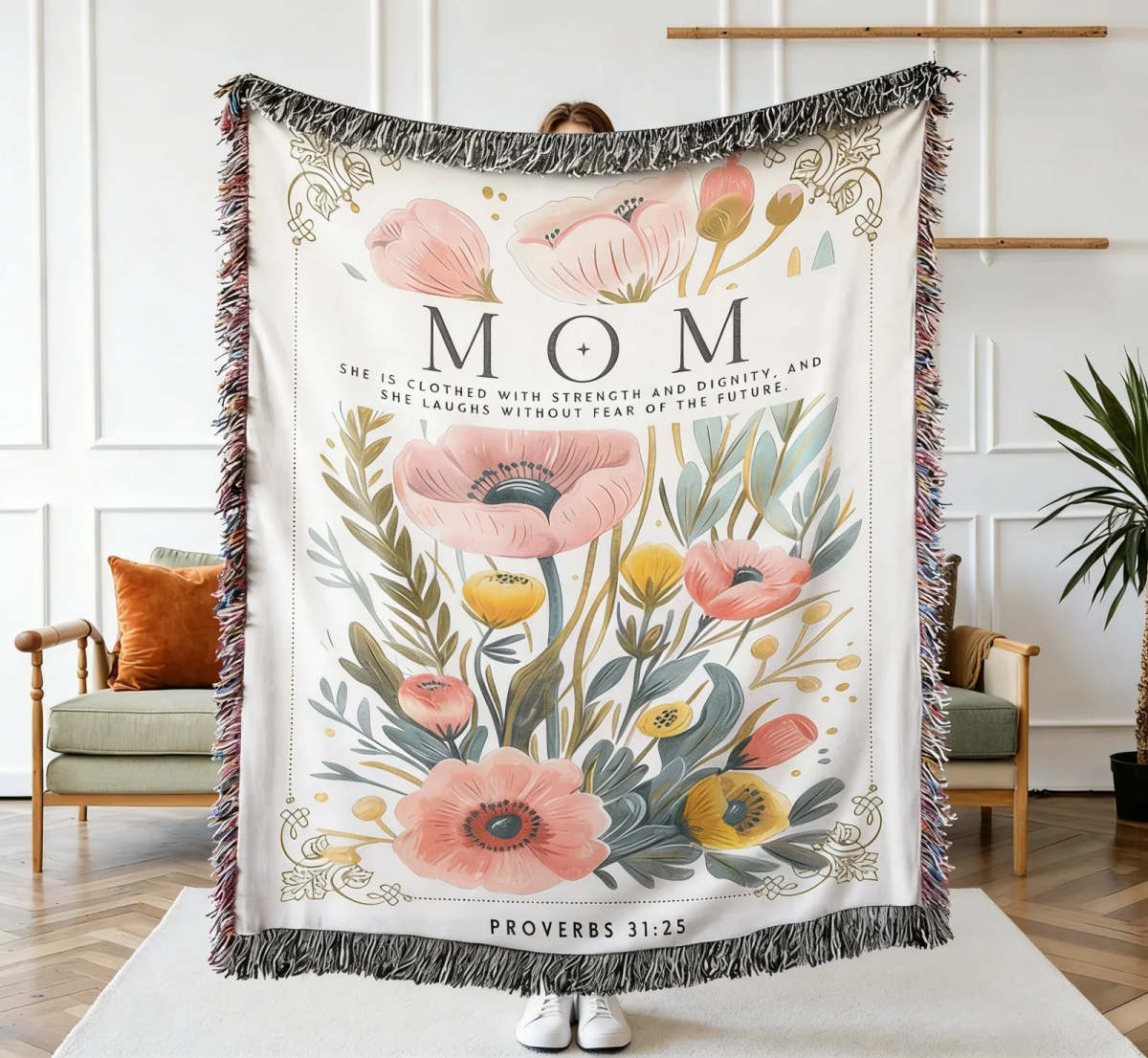Mom Woven Blanket, Mothers Day Gift, Custom Grandma Blanket